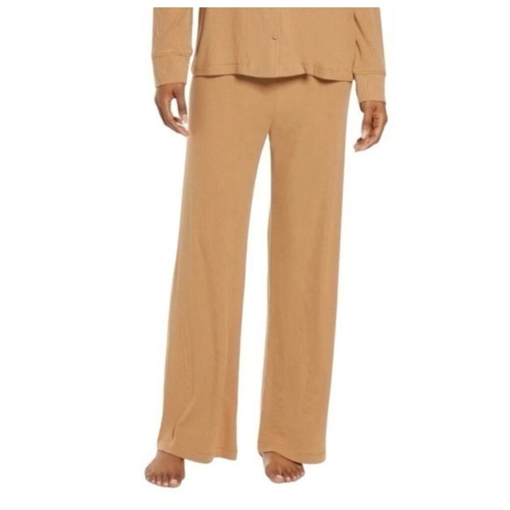 Skims ribbed high rise wide leg gold lounge drawstring pants